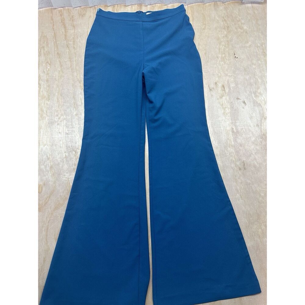 Anthropologie HUTCH Blue Wide Leg Flare Sz S Pants Light Weight Back Hidden Zip